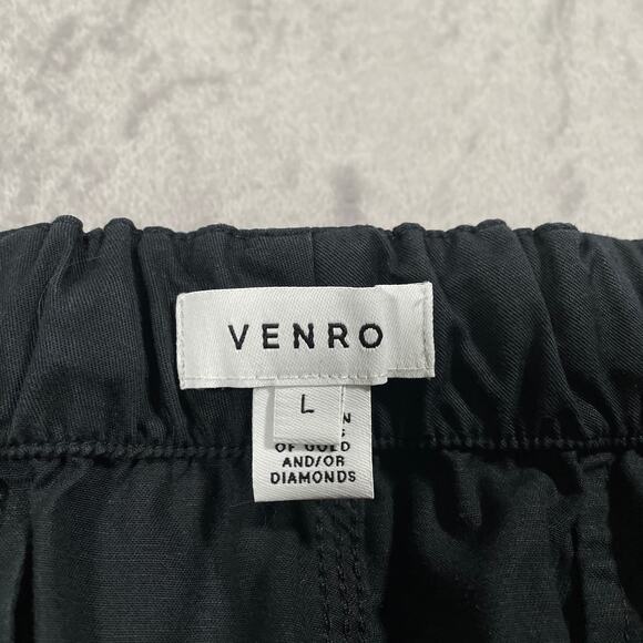 Venroy Pants Large Black Tencel Linen Drawstring Pull On Luxury Casual Stretch - Picture 3 of 11